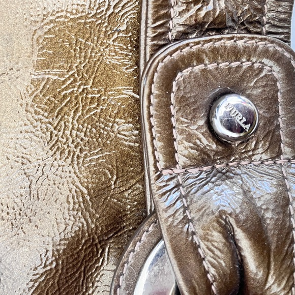 Furla Metallic Bronze Brown Leather Hobo Shoulder Bag - Picture 6 of 13